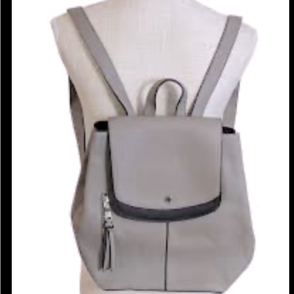 STEVE MADDEN Light Gray Faux Leather Backpack Bag Travel Purse